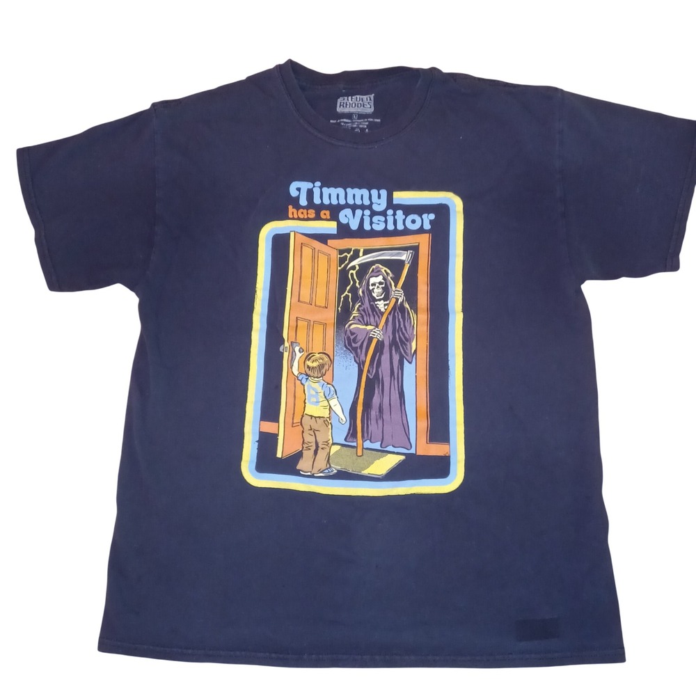 Steven Rhodes T-Shirt Mens Large Timmy Has a Visitor Grim Reaper